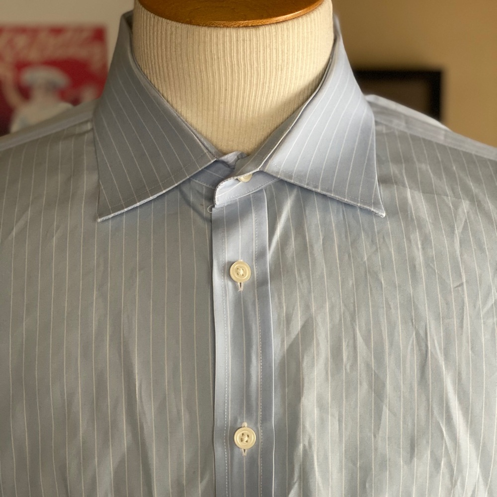 Charles Tyrwhitt Blue Striped Dress Shirt Sz 19